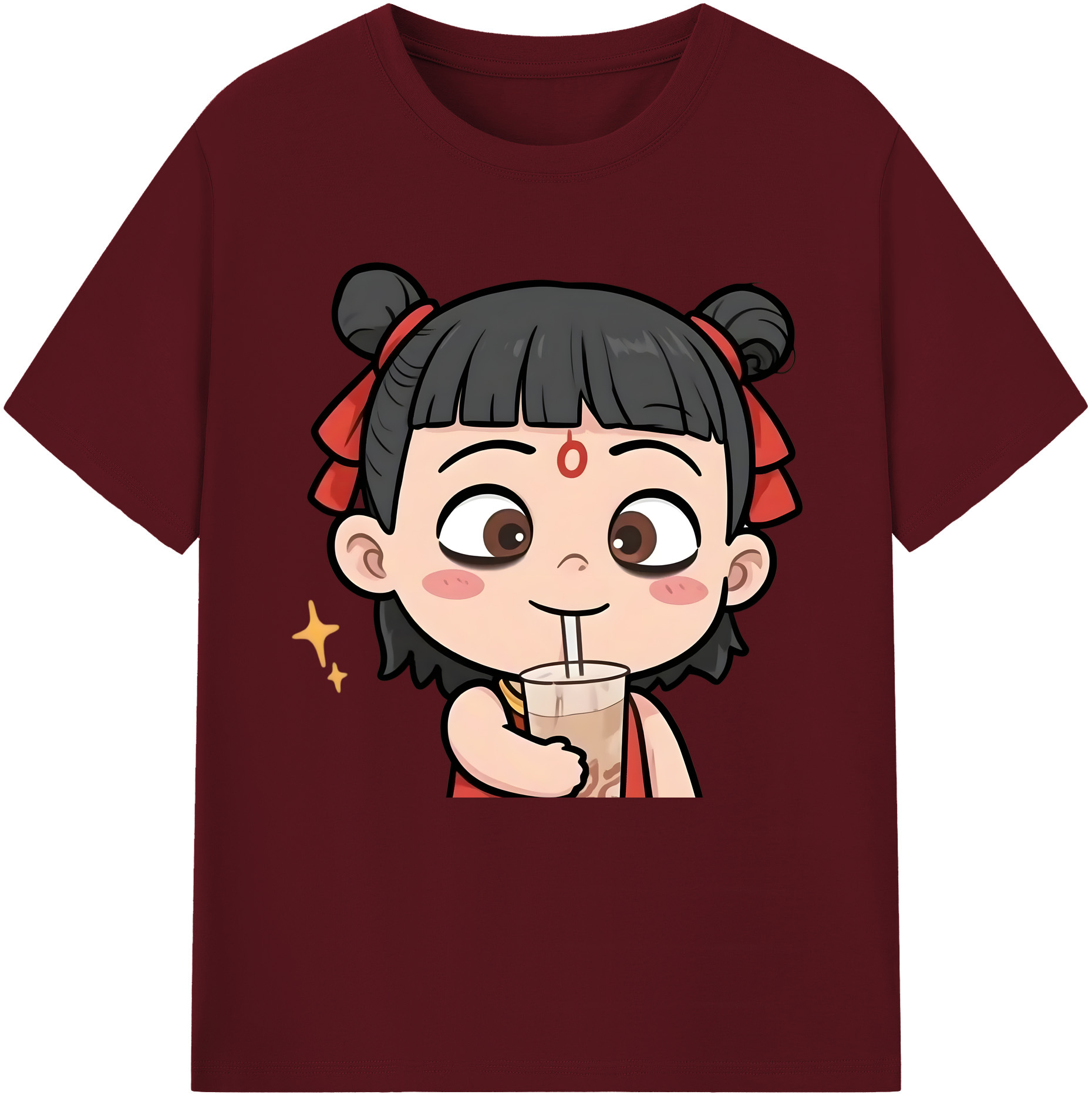 （画像用） Ne Zha 2 ナタ 魔童の大暴れ 綿100％半袖Tシャツ（フロントプリント）